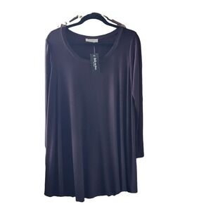 Free to Live Womens Long Sleeve Scoop Neck Swing Tunic Top Plum Purple FC5420 M